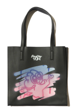 Yusuke Toda “Stencil Spray Art PVC Leather Tote Bag - Black