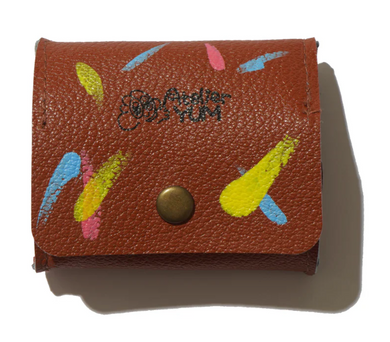 Yusuke Toda “100% Recycled PVC Leather Coin Purse Hand Painted - Brown