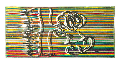 Yusuke Toda “Multicolor Border Silk Hand-Printed Bath Towel